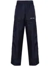Palm Angels Logo-print Linen Track Pants In Blue