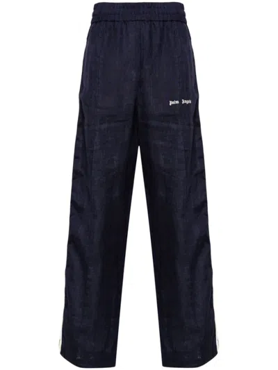 PALM ANGELS NAVY BLUE LOGO TRACK PANTS