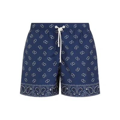 PALM ANGELS NAVY BLUE PAISLEY SWIMSHORTS