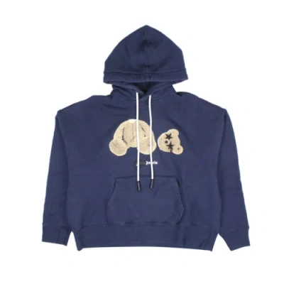 Pre-owned Palm Angels Navy Blue Spray Bear Hoodie Size M $885 In White