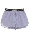 Palm Angels Classic Logo Striped Shorts In Navy Blue