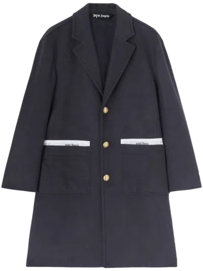 PALM ANGELS NAVY BLUE WOOL UNIFORM COAT