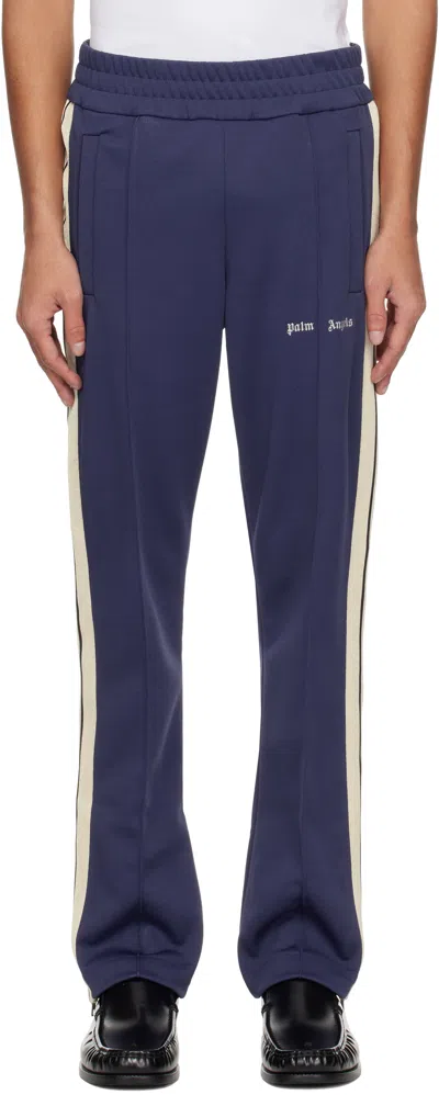 Palm Angels Navy Classic Logo Track Pants In Navy Blue Off