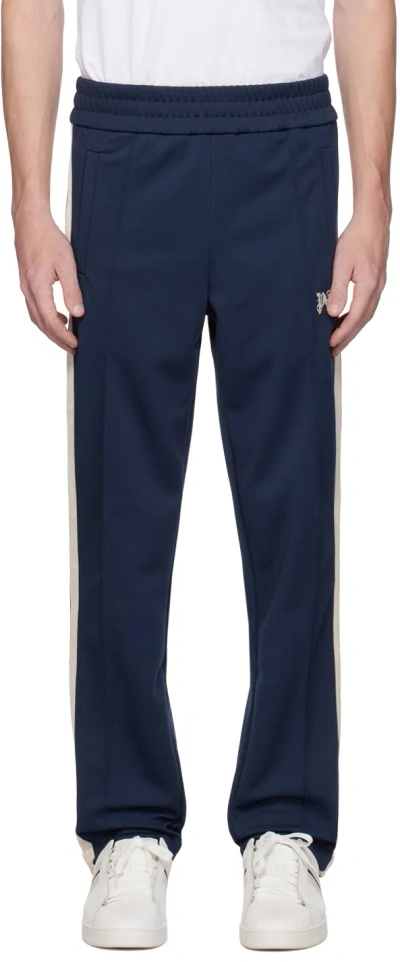 Palm Angels Navy Monogram Track Pants In Navy Blue