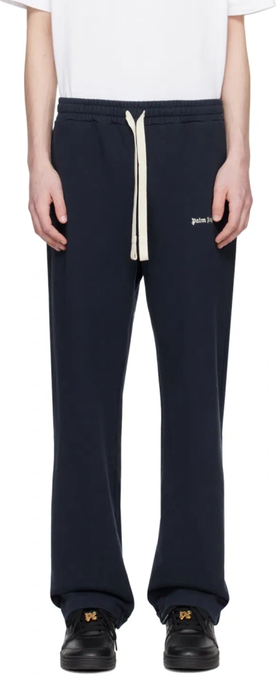 Palm Angels Navy Slim Sweatpants In Navy Blue Off Wh