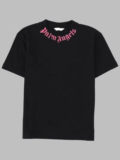 Palm Angels Neck Logo Brushed Reg Tee S/s Girl In Black