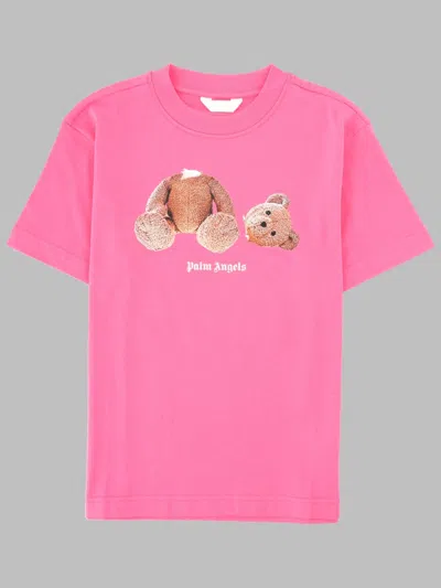 Palm Angels Neck Logo Brushed Reg Tee S/s Girl In Pink
