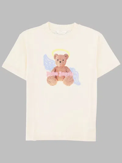 Palm Angels Mini Neck Logo Brushed Tee For Girls In Pink