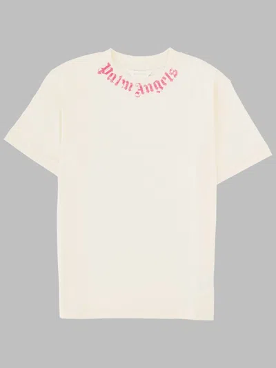 Palm Angels Neck Logo Brushed Reg Tee S/s Girl In White