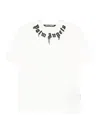 Palm Angels Classic Fit White Cotton T-shirt With Graphic Branding In White