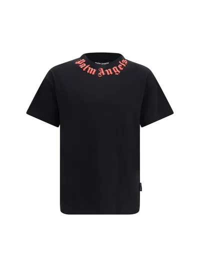 Palm Angels Men Black Neck Logo T-shirt, Xs Luxury T-shirts For Men Darveys
