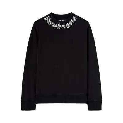 Pre-owned Palm Angels Neck Logo Crew 'black/off White' | Men's Size Xs