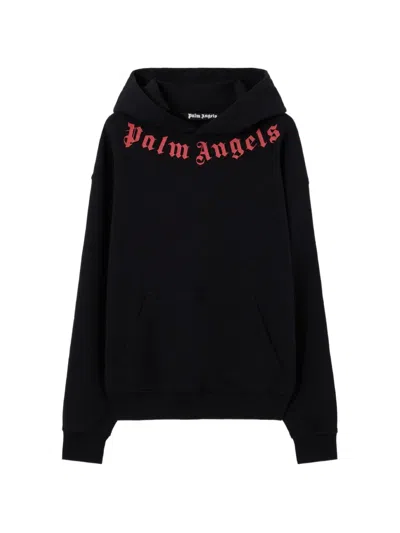 Palm Angels Neck-logo Hoodie In Animal Print