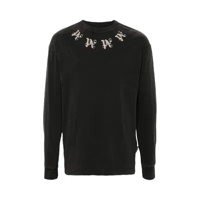 Pre-owned Palm Angels Neck Logo Long-sleeve T-shirt 'black' | Men's Size Xs