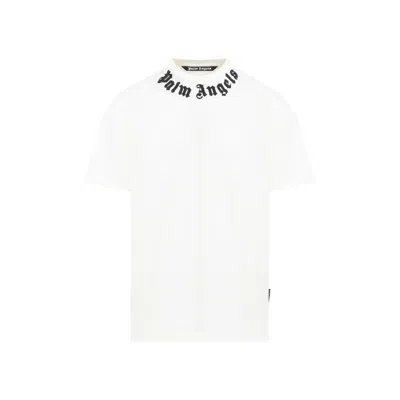 Palm Angels Neck Logo Off White Black Cotton T-shirt