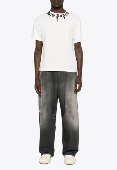 Palm Angels Curved Logo T-shirt In White