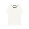 Palm Angels Neck Logo Printed T-shirt In Neutrals