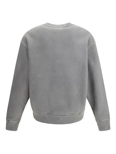 Palm Angels Crew Neck Logo Sweater Long Sleeves In Gray