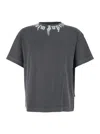Palm Angels Gradient Gray Cotton T-shirt With Contrast Print In Gray