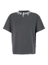 Palm Angels Gradient Gray Cotton T-shirt With Contrast Print In Black