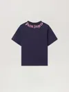 Palm Angels Neck Logo Reg.tshirt S/s In Black