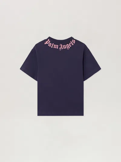 Palm Angels Kids' Neck Logo Reg.tshirt S/s In Black