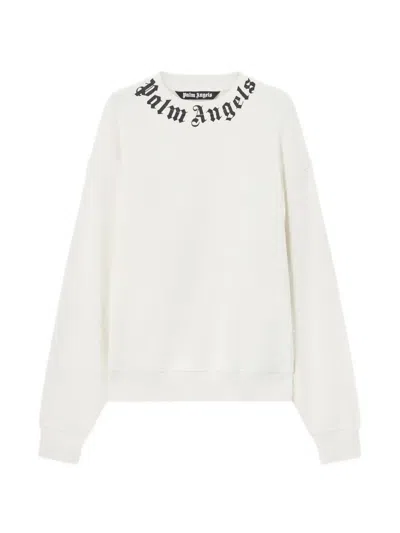 Palm Angels Relaxed-fit Cotton Sweatshirt With Signature Print In White