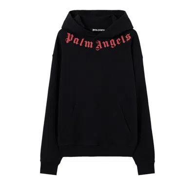 Pre-owned Palm Angels Neck Logo Regular Hoodie 'black/red' | Men's Size Xl