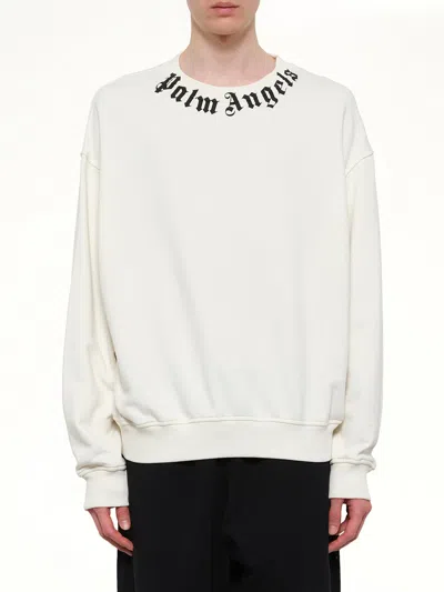 Palm Angels Relaxed-fit Cotton Sweatshirt With Signature Print In White