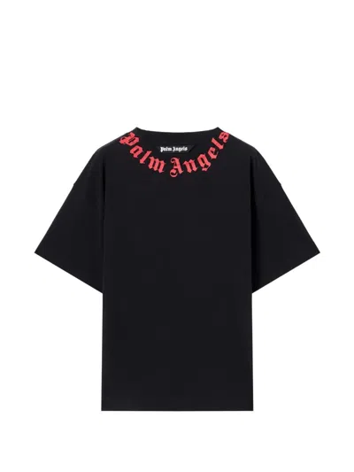 Palm Angels Men Black Neck Logo T-shirt, Xs Luxury T-shirts For Men Darveys