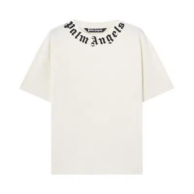 Pre-owned Palm Angels Neck Logo Regular Tee 'off White/black' | Men's Size L