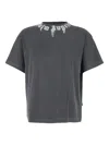 Palm Angels Gradient Gray Cotton T-shirt With Contrast Print In Gray