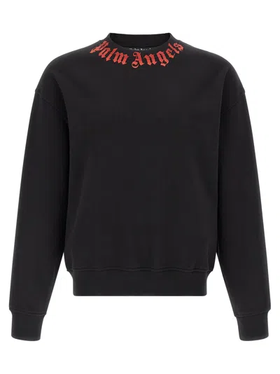 Palm Angels Neck Logo Regular Sweatshirt In Black