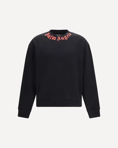 Palm Angels Eck Logo Print Sweatshirt In Black