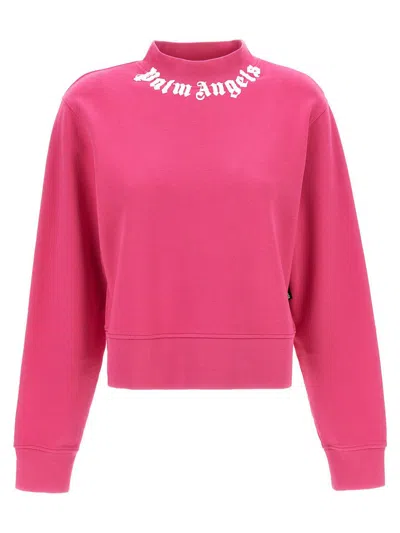 Palm Angels Neck Logo Sweatshirt Fuchsia In Pink