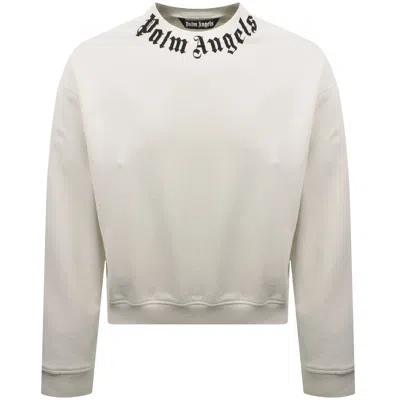 Palm Angels Neck Logo Sweatshirt Off White