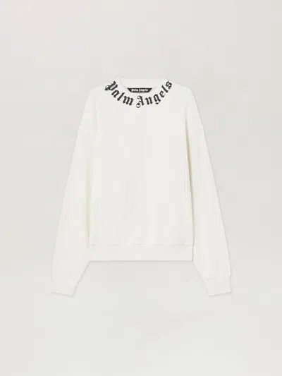 Palm Angels Relaxed-fit Cotton Sweatshirt With Signature Print In White