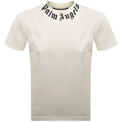 Palm Angels Logo Cotton Crew Neck Regular T Shirt In Neutral