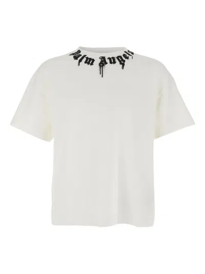 Palm Angels Curved Logo T-shirt In White
