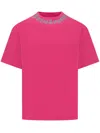 Palm Angels T-shirt With Logo On The Neck In Pink