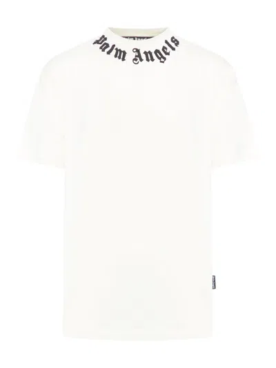 Palm Angels Neck Logo Cotton T-shirt In White