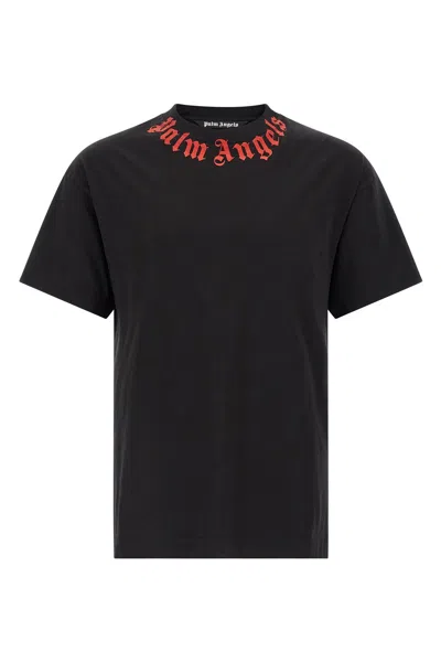 Palm Angels Men Black Neck Logo T-shirt, Xs Luxury T-shirts For Men Darveys
