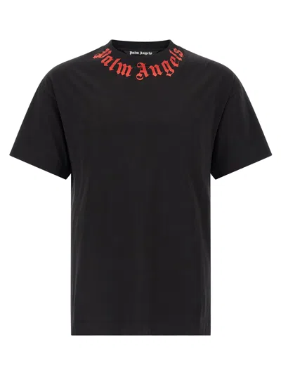 Palm Angels Men Black Neck Logo T-shirt, Xs Luxury T-shirts For Men Darveys