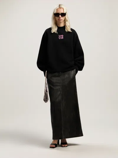 Palm Angels Neon Balloon Crew Sweatshirt In Black