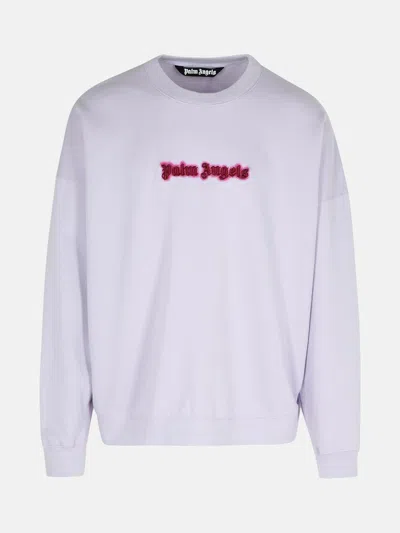 PALM ANGELS 'NEON' LILAC COTTON SWEATSHIRT