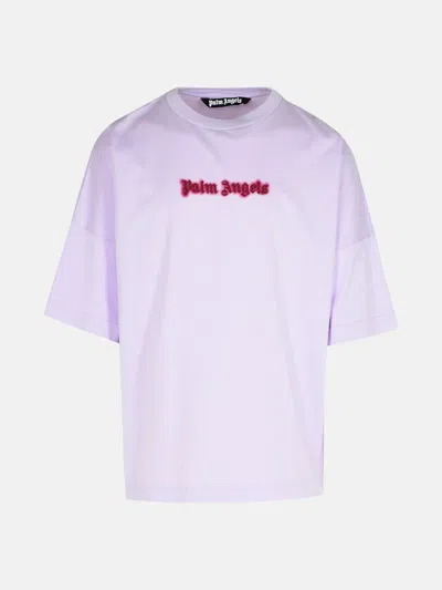 PALM ANGELS 'NEON' LILAC COTTON T-SHIRT