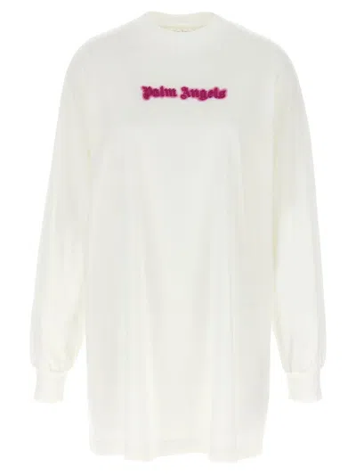Palm Angels 'neon Logo' Dress In White