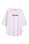 Palm Angels Neon Logo Oversize T-shirt In Lilac Burgundy