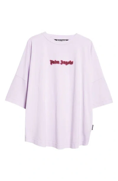 Palm Angels Neon Logo Oversize T-shirt In Liliac