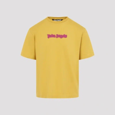 Palm Angels Yellow Round Neck Cotton T-shirt